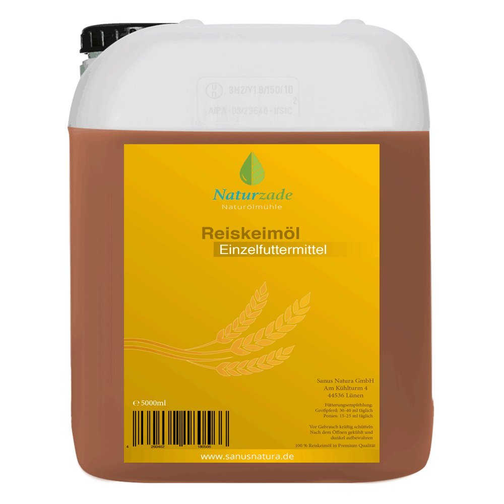 Naturzade Huile de germe de riz Aliment pour animaux de cheval Bidon de 5 l