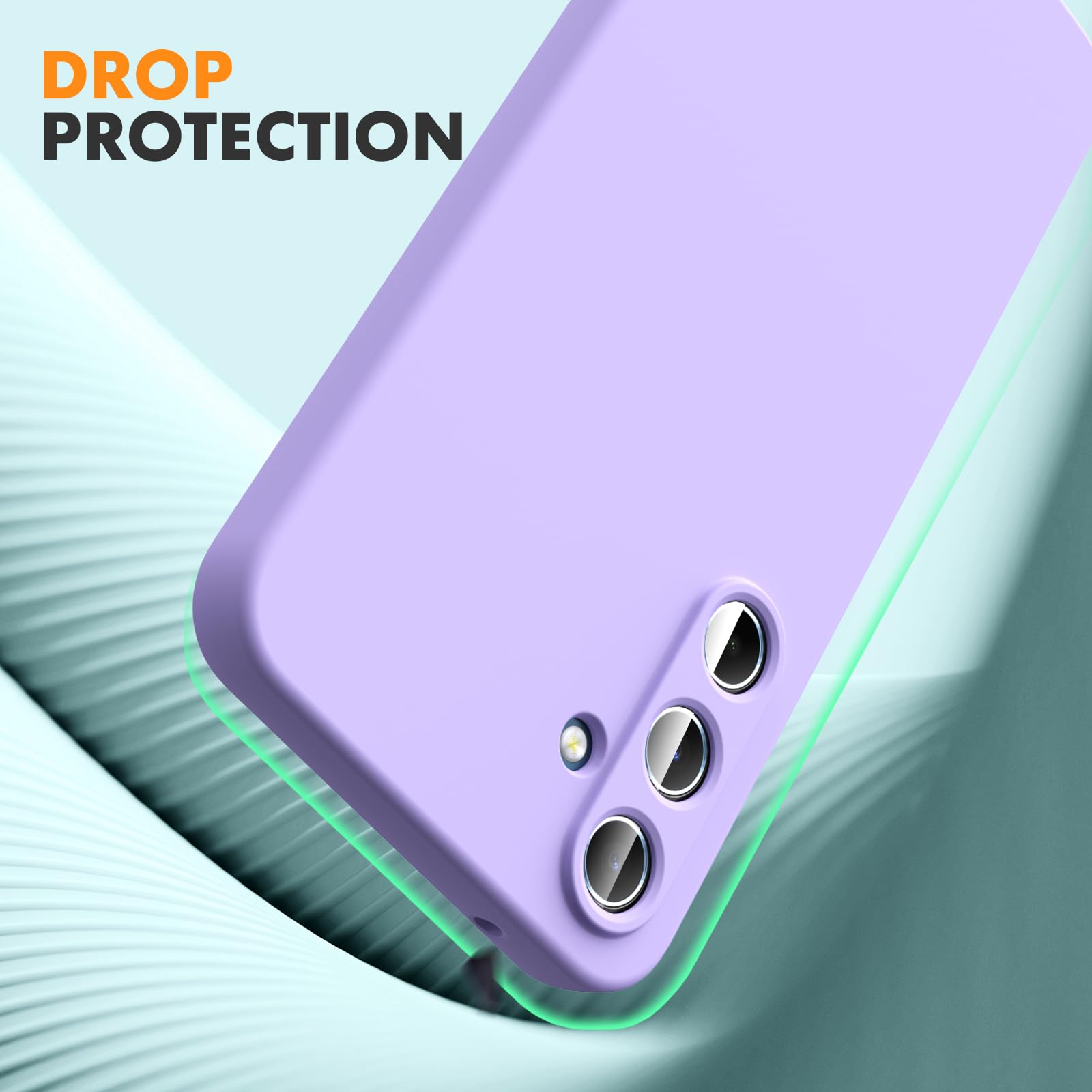 Vansdon Cover Compatibile con Samsung Galaxy A55 5G, 2 Pellicola Protettiva in Vetro Temperato, Gomma Gel di Silicone Liquida Antiurto Custodia - Viola chiaro