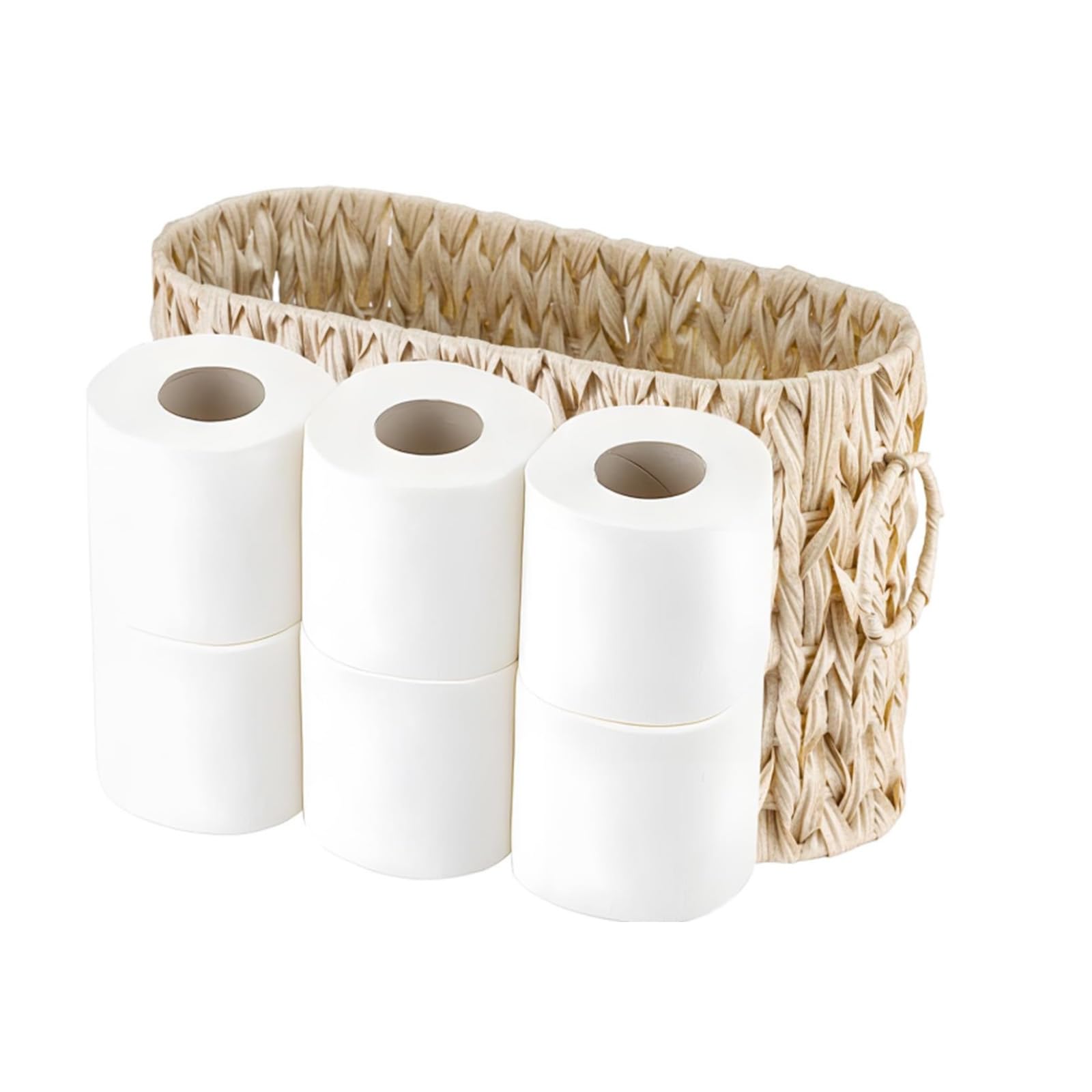 Toilet Roll Storage Basket 40x16x24cm Toilet Paper Storage Containers Organizer for 6 Mega Rolls for Bathroom Storage, Free Standing Magazine & Newspaper Holders