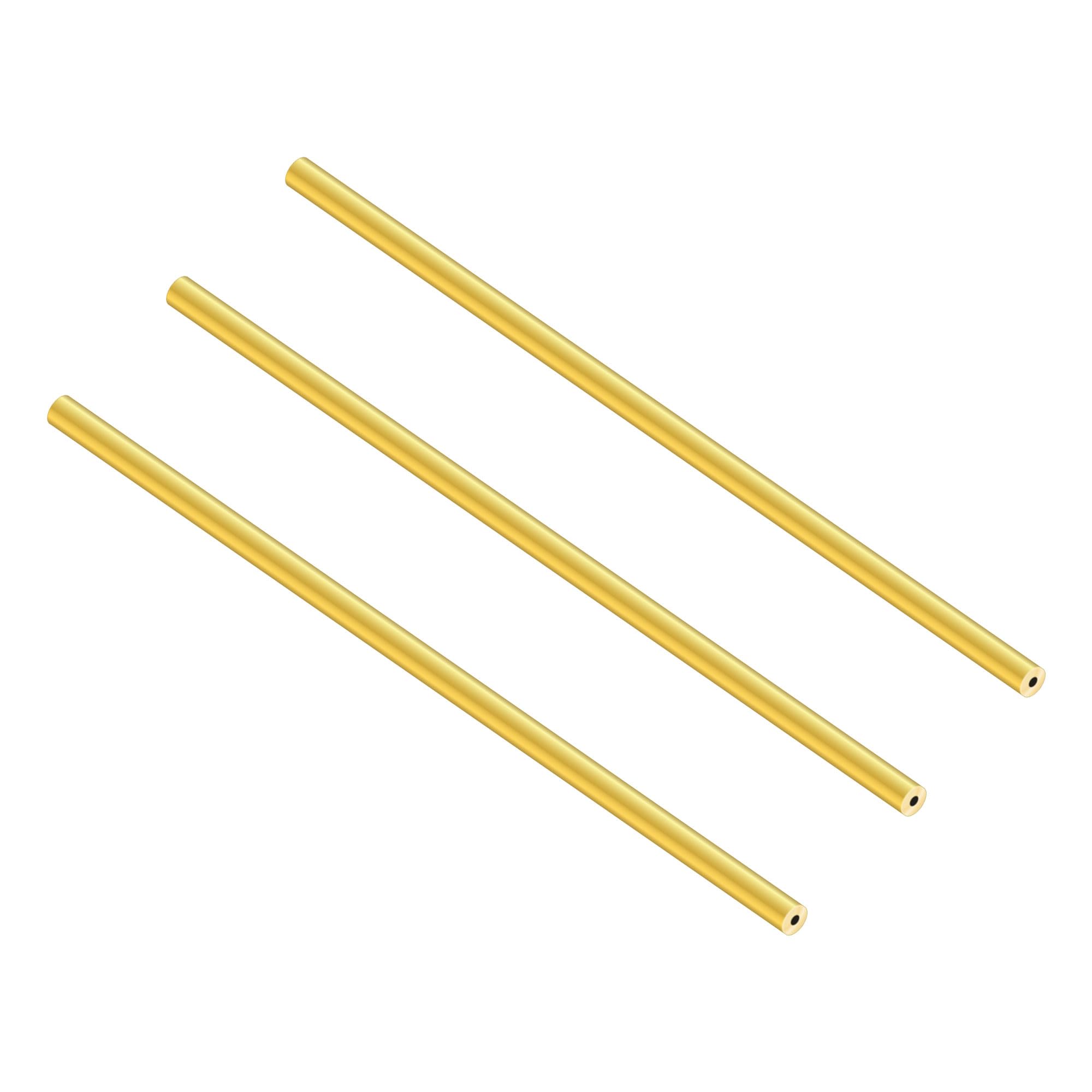 LAVMHAB Round Brass Tube 3mm OD x 1.0mm Wall Thickness x 200mm Length, Seamless Round Brass Pipes Tubing for DIY Craft (3 Pcs)