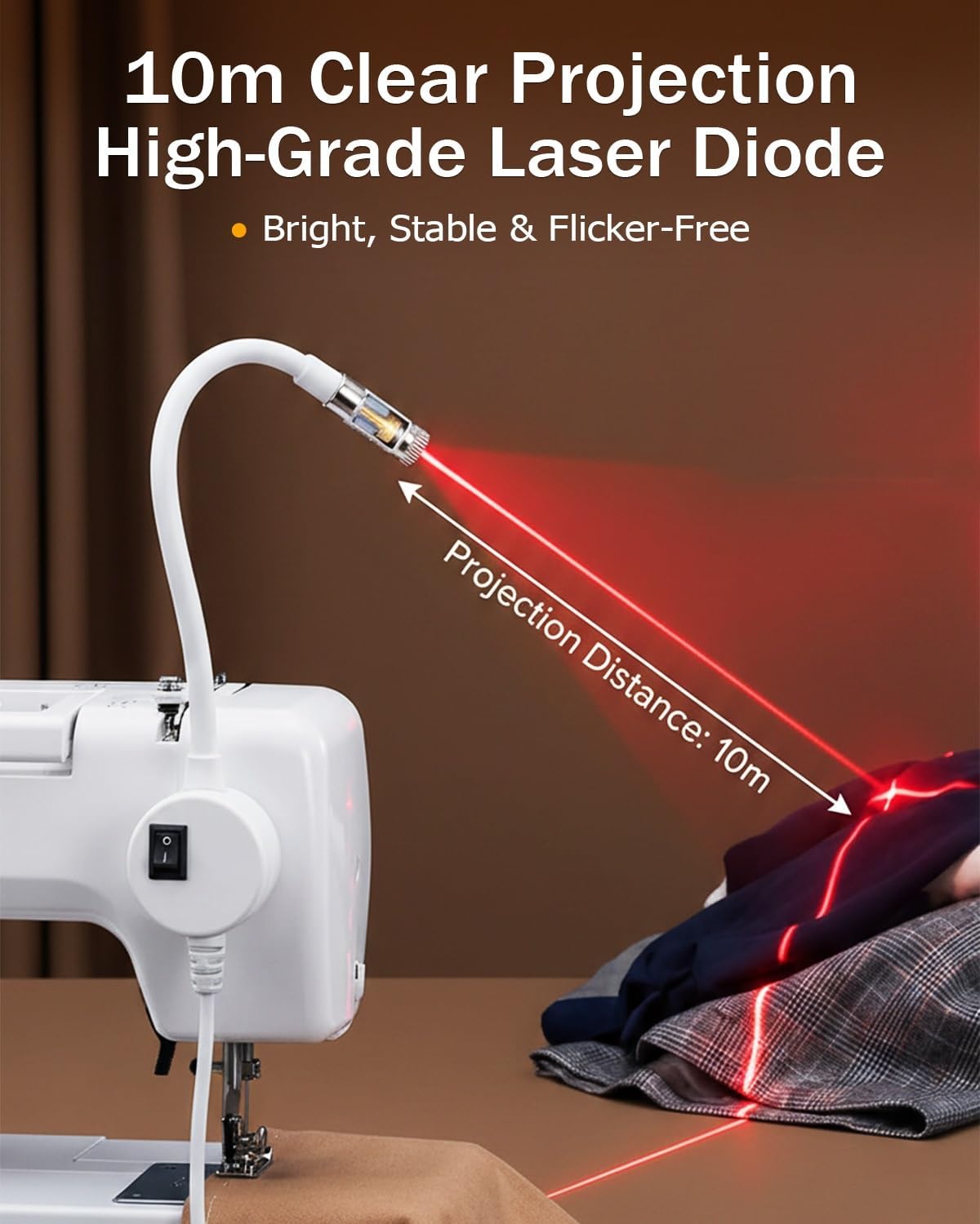 Magnetic Positioning Quilting Light for Sewing Machine, Red Guide Line Tool, Straight Stitch Seam Guide, Rotating Lazer Guided Stitching Accessory, LED for Sewing Machines Precision(3pcs-mix)