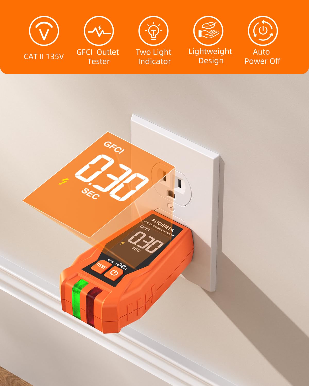 Circuit Breaker Finder & GFCI Outlet Tester with Digital LCD Display, 90-135V Electrical Circuit Tracer Tool for Electricians/DIY – Lightweight (Includes Batteries & Carrying Case) - Image 3