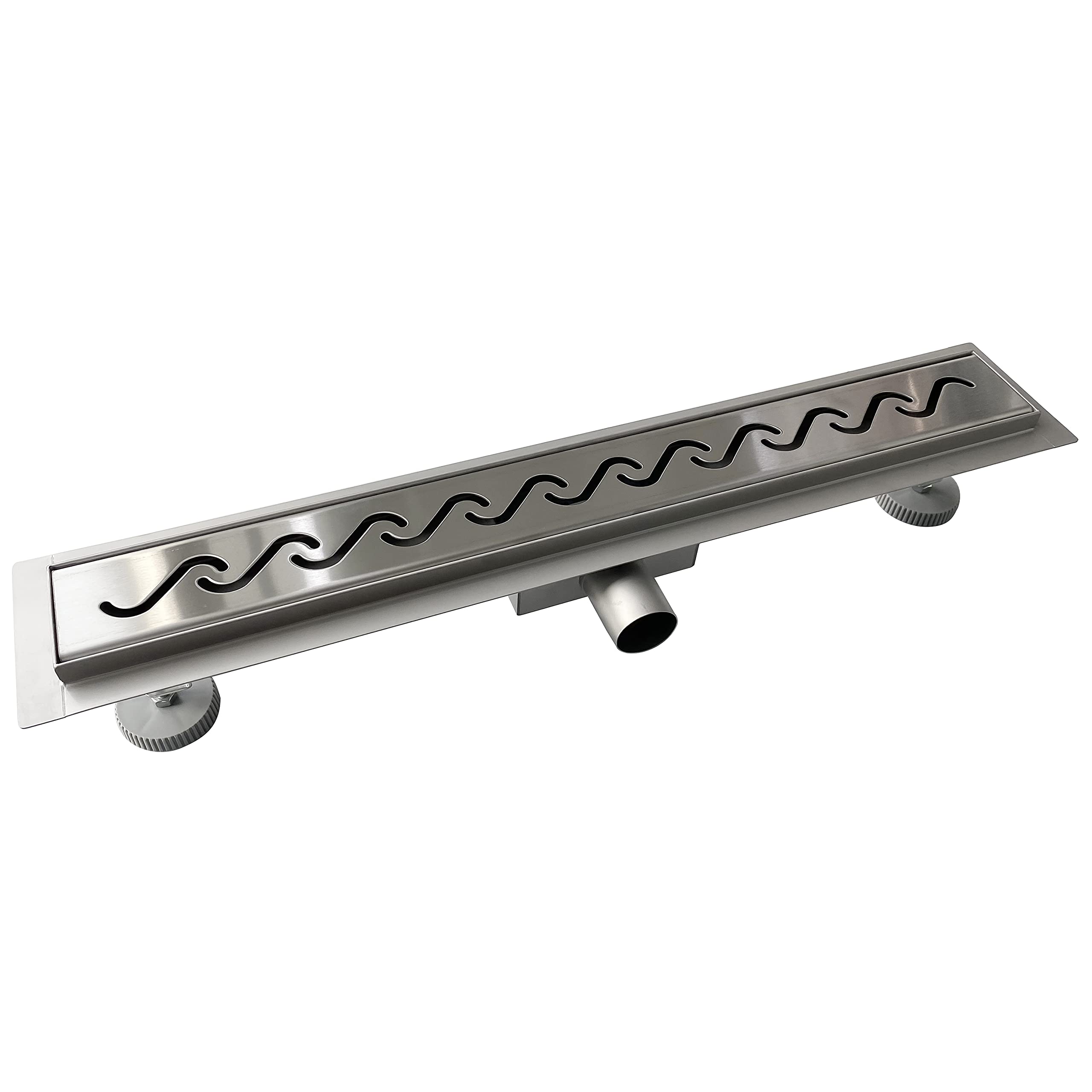 AICAIT Canaletta Scarico Doccia Canalina Scarico Doccia a Pavimento typo Wave in Acciaio Inossidabile per Box Doccia Bagno Piscina Drenaggio 50 cm