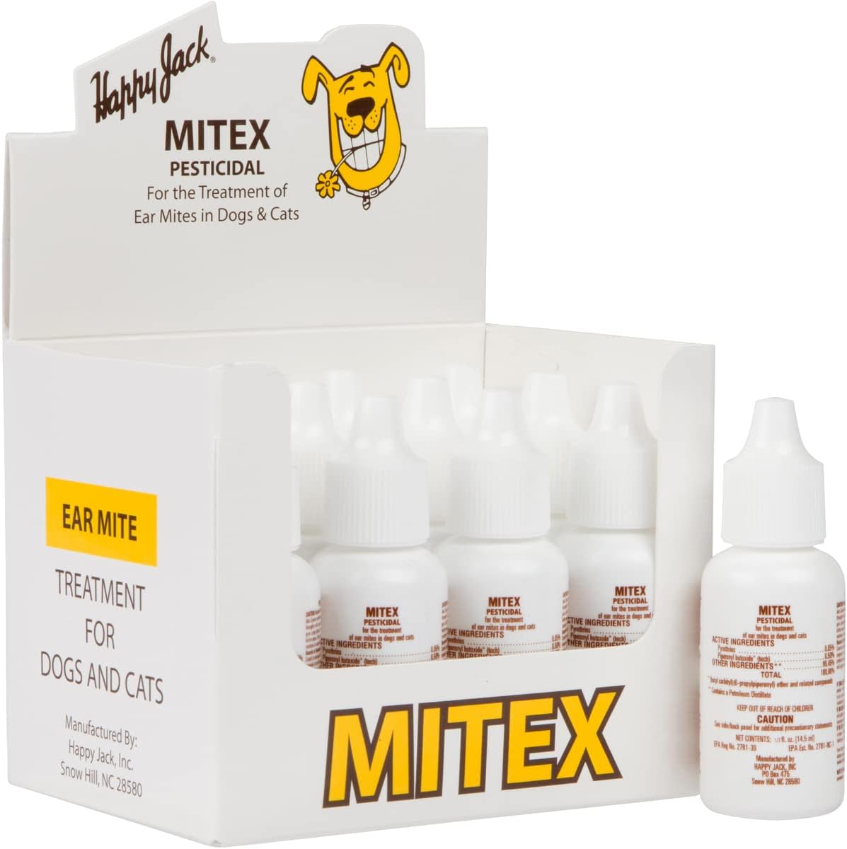 Happy Jack Mitex Ear Mite Treatment for Dogs & Cats (0.5 oz), Itch Relief from Constant Itching & Ear Irritation : Pet Ear Care Supplies : Pet Supplies