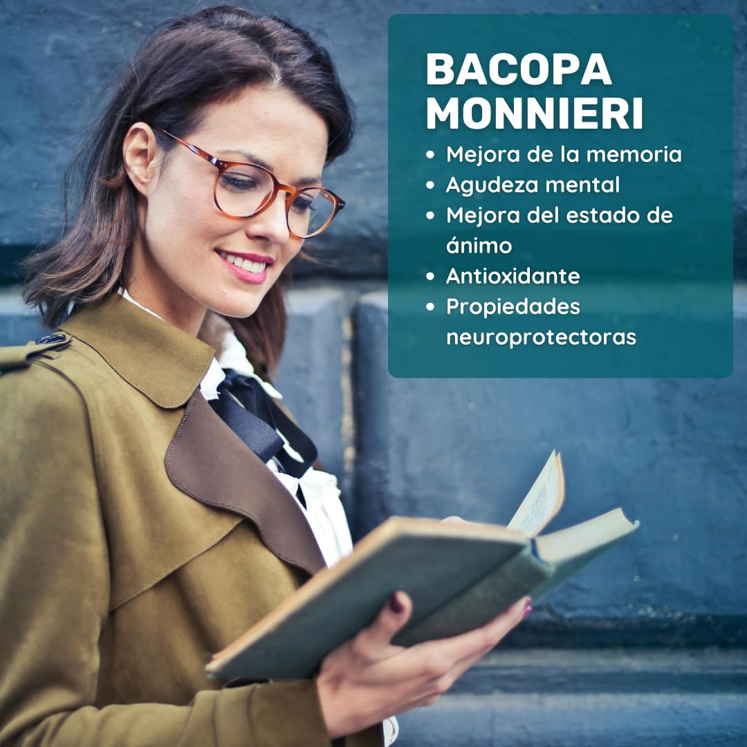 Herbs by Sonjas Bacopa Monnieri 500 mg *60 Cápsulas Altamente Concentradas - Mejora el Rendimiento Mental y el Bienestar - Dosis: 1-2 Cápsulas Diarias - Aumenta la Memoria, el Aprendizaje