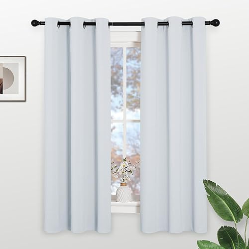 Miniatura 85 de KGORGE - Cortinas opacas grises para dormitorio 2 paneles, 42 x 63 pulgadas con ojales, cortinas de oscurecimiento de habitación con aislamiento