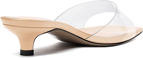 Miniatura 5 de WAYDERNS Sandalias de tacón bajo de PVC transparente para mujer, puntera cuadrada, patente sólida, de tacón bajo, de 1.5 pulgadas