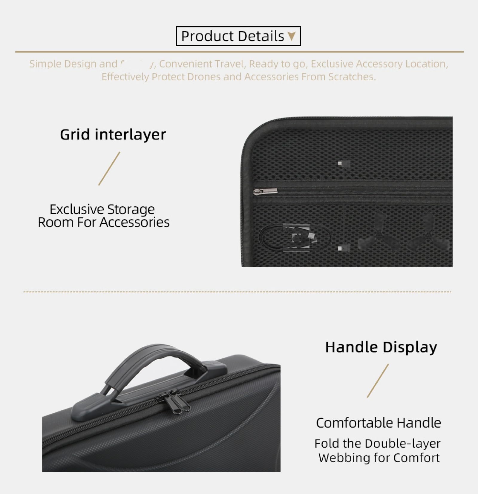 Custodia da viaggio per NEO 2 RC-2, accessori per droni, organizer da trasporto, custodia capiente, alloggiamento in PU all-in-one, tracolla (senza motivo)