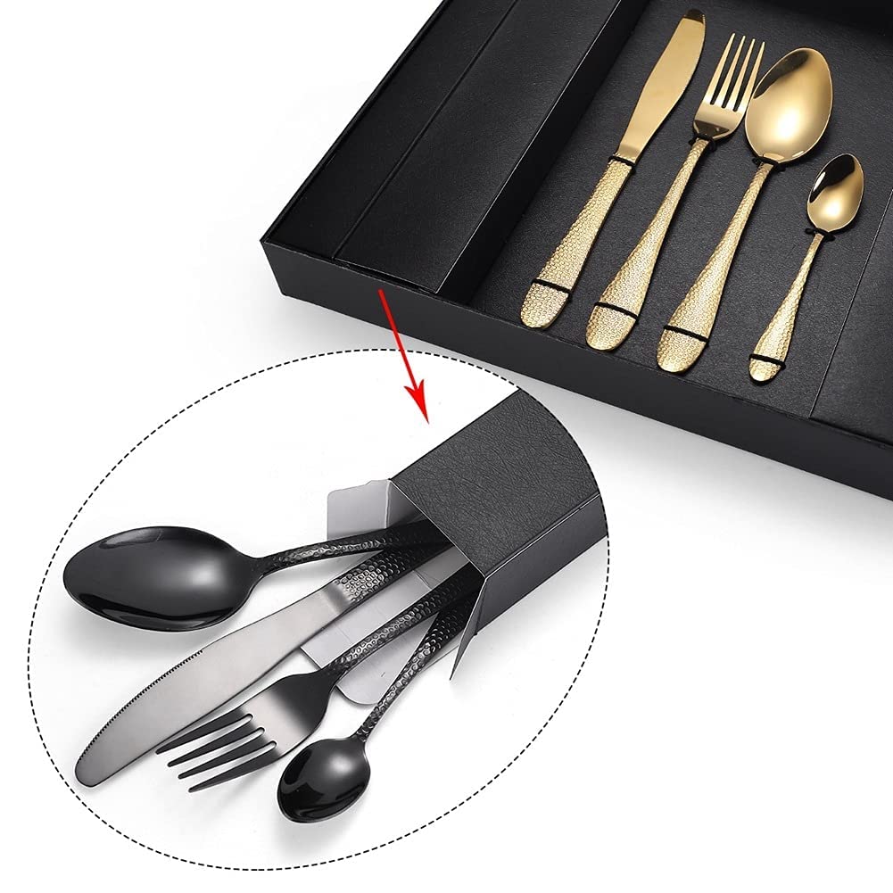 Ce Set de Couverts en Acier Inoxydable de 32 pièces, pour 8 Personnes, Comprend Une cuillère, Une Fourchette et Un Couteau polis, compatibles Lave-Vaisselle.