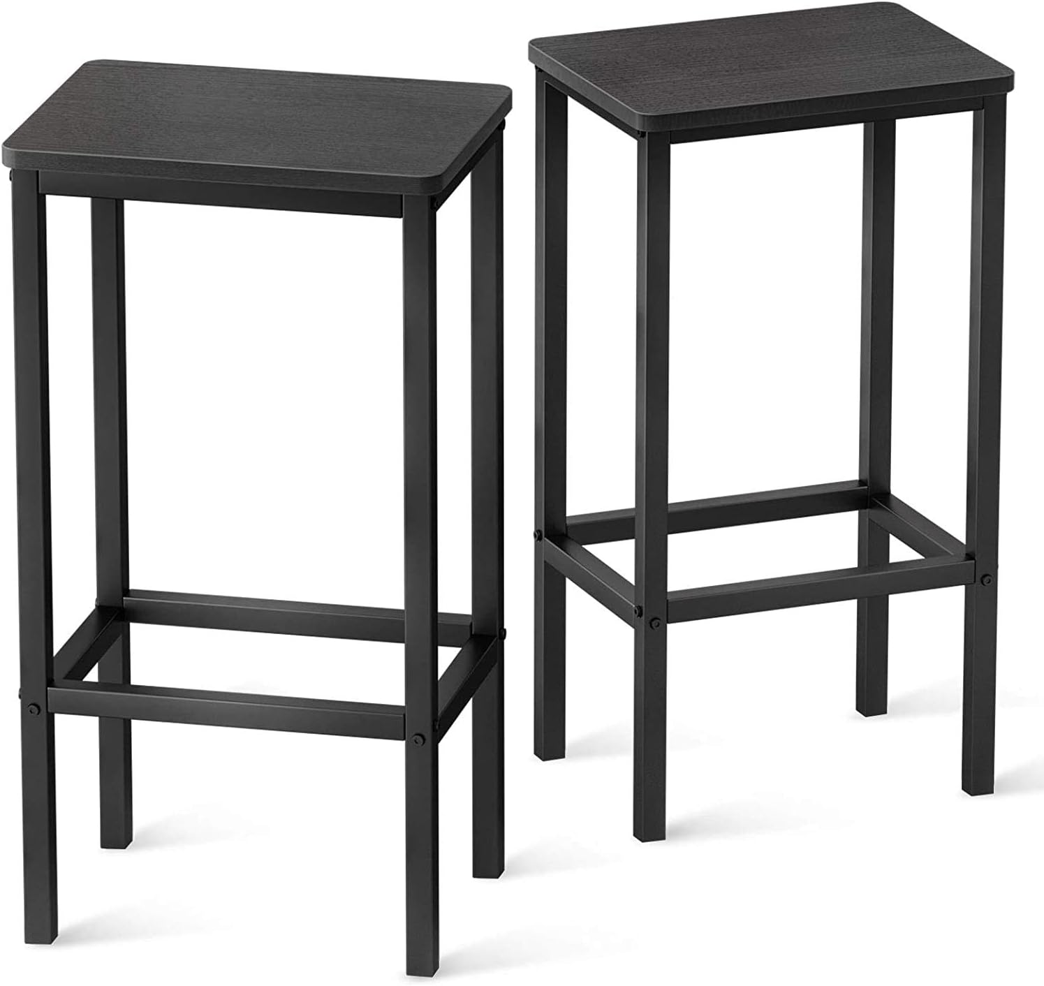 INDIAN DECOR. 45148 Retro Bar Stools, Set of 2 Bar Chairs, Kitchen Breakfast Bar Stools with Footrest, Industrial, in Living Room, Party Room, Black