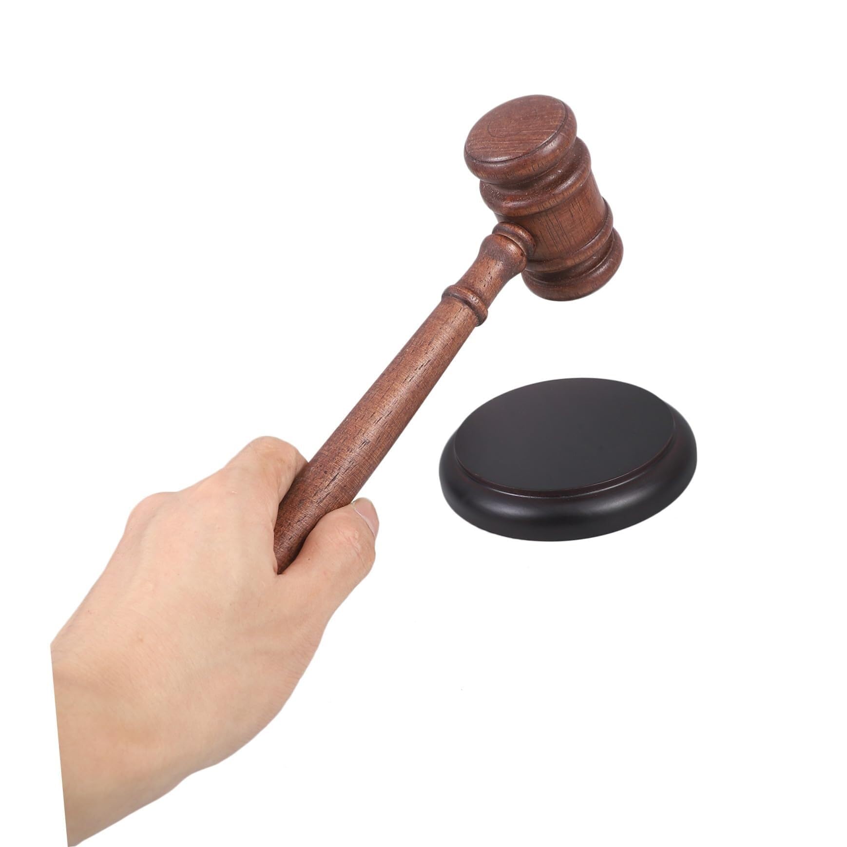 Martillo de juez de madera retro con base y bloque de sonido, martillo de corte de agarre cómodo for abogados, subastadores, uso legal y de subasta Mazas de madera