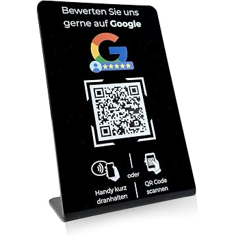 Aufsteller/Schild f r Google Bewertungen mit QR-Code und NFC 165 x 105 cm - schwarz