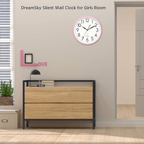 Miniatura 3 de Reloj de pared silencioso Dreamsky sin tictac cara de 10 pulgadas de largo con excelente marco azul marino y cubierta de vidrio resistente al polvo