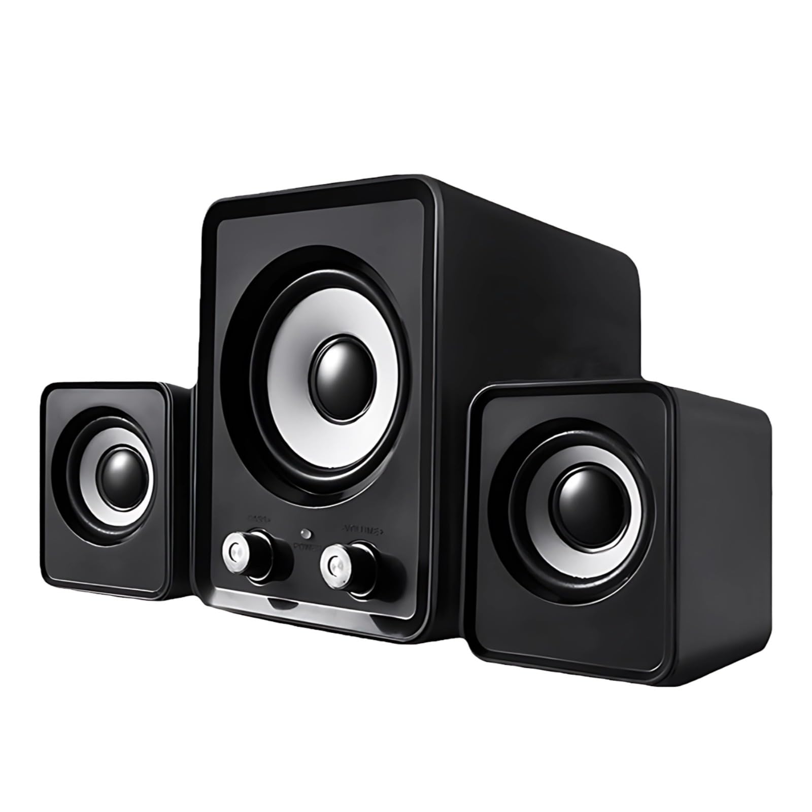 360° Surround Sound USB Computer Speaker, Wired Subwoofer Speaker for Desktop Gaming, with Volume Control Knob, Black for Pc, Laptop, Mp3-image-31