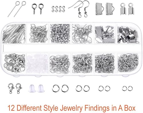 Vista 3 de PAXCOO Kit de suministros para hacer joyas con herramientas, alambres, hallazgos para reparación de joyas y abalorios