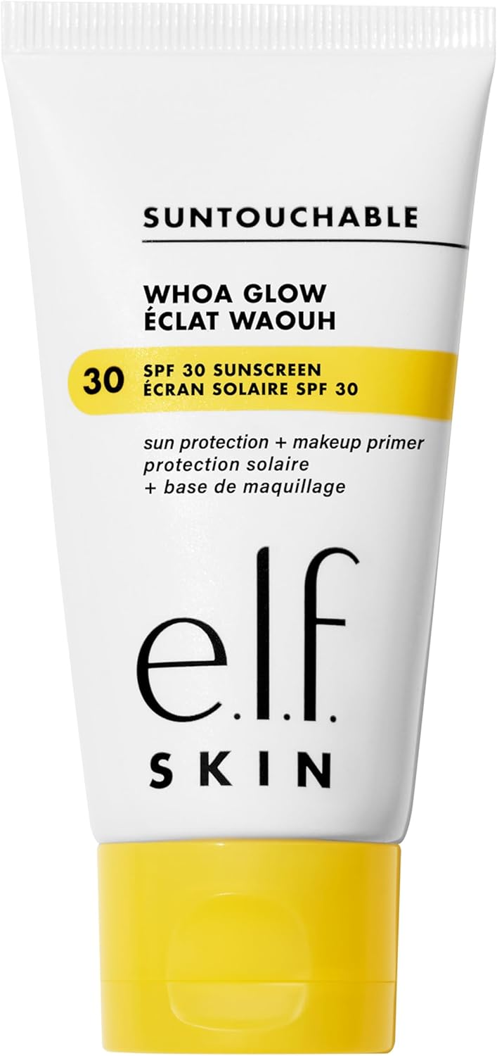 e.l.f. SKIN Suntouchable Whoa Glow SPF 30, Sunscreen & Makeup Primer For A Glowy Finish, Made With Hyaluronic Acid, Vegan & Cruelty-Free, Packaging May Vary, Sunbeam