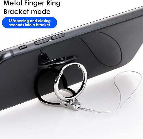 Miniatura 3 de Cobee Correas de anillo para teléfono celular, 4 soportes para anillos de dedo con soporte y cordón (plata, oro, negro, oro rosa)