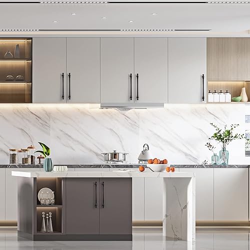 Miniatura 25 de Asidrama Paquete de 6 manijas de gabinete de cocina de latón cepillado de 12.6 pulgadas (12.598 in), tiradores de gabinete, accesorios de gabinete