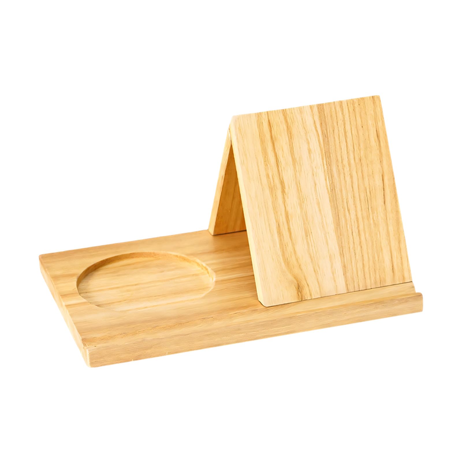 Triangle Wooden Bookends with Drink Tray Desktop Organizer Bookstand Tablet Stand Slot Book Lovers Teacher Desktop Shelf
