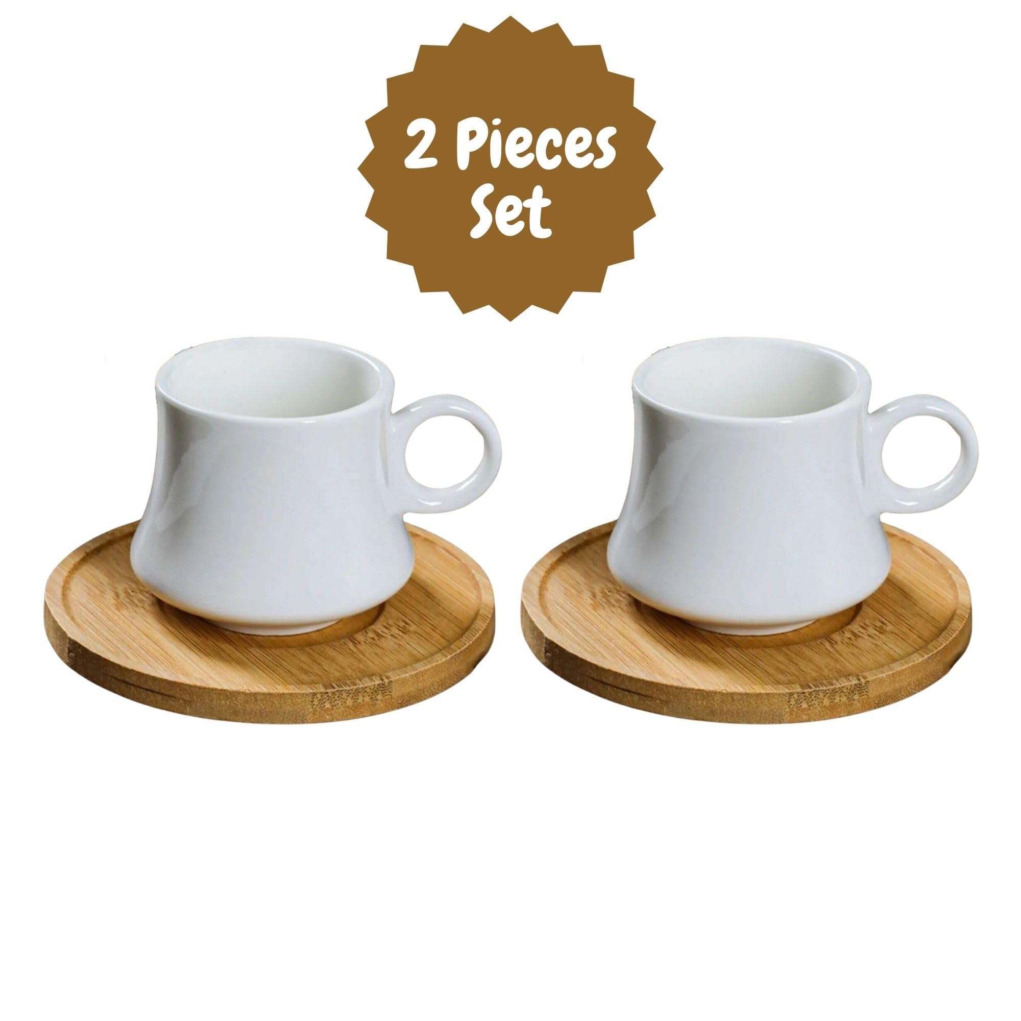 VHD Porzellan und Bambus Espresso & trkische Kaffeetasse 2-teiliges Set -  Demitasse & Untertasse, griechische, arabische Kaffeetassen mit Bambus-Teller,  Fancy Style, 2er-Set : Amazon.de: Kche, Haushalt & Wohnen