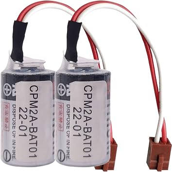 2-Pack ER3V 3.6V 1000mAh CPM2A-BAT01 Lithium Battery Non-Rechargeable Replacement for CPM2A CQM1H with Plug