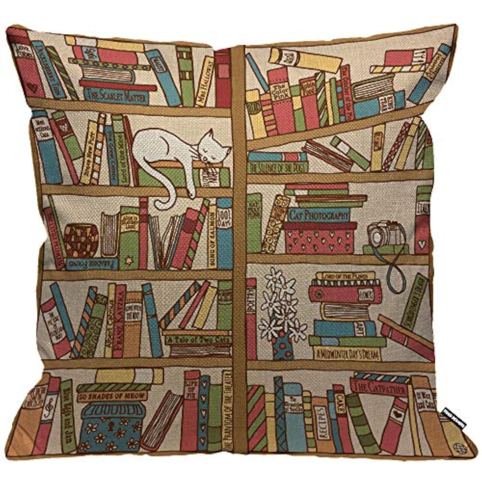 Nerd Book Lover Cat Pillow Cover, Decorative Gift