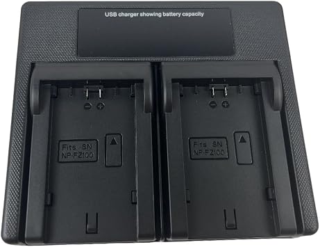 USB LED Dual Camera Battary Charger for NP-FZ100, Compatible with ZV-E1, FX3, FX30, A1, A9 II, A7R V, A7S III, A7 IV, A6600, A7C