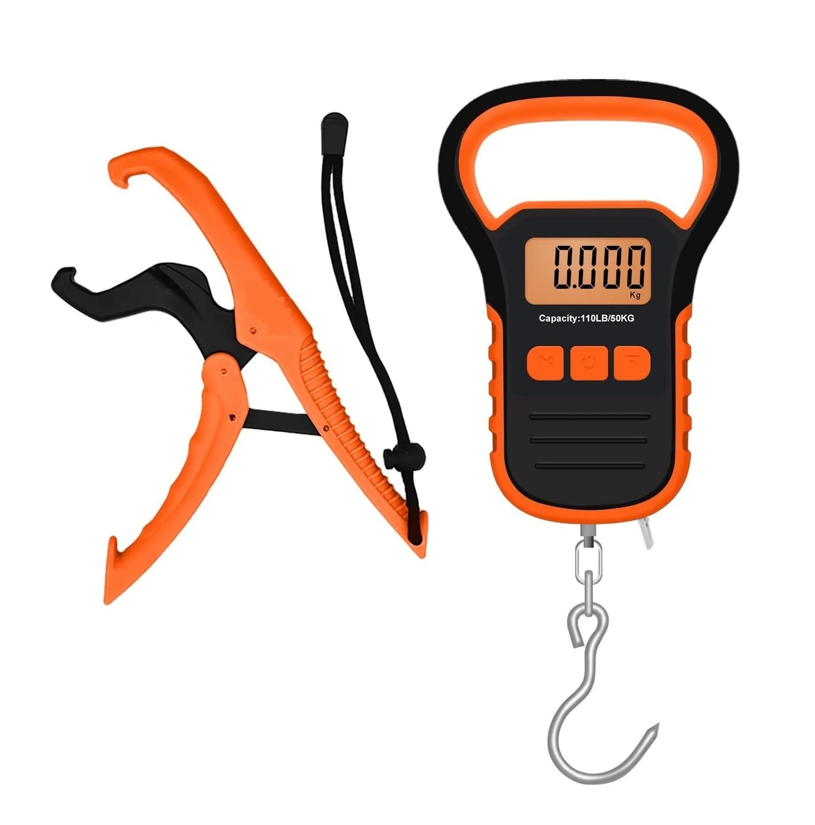 Digital Crane Scale, Digital Fish Scale with Ruler and Catch, 110 Lb/50 Kg Portable Hanging Fish Scale, Luggage Weighing Scale