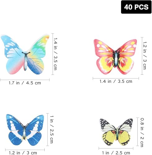 Miniatura 2 de Garneck 40 adornos comestibles para cupcakes, mariposas comestibles, papel de arroz con mariposas para tartas y cupcakes, Navidad, cumpleaños, boda,