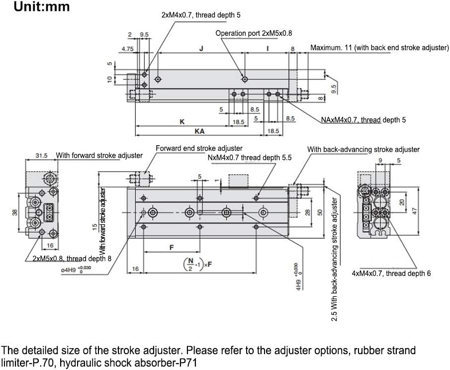 YWBL-WH MXS12 Pneumatic Air Cylinder, Rail Cylinder High Precision Screwed Piston Rod Action 12×2mm Bore Size (MXS12-50), Cylinder