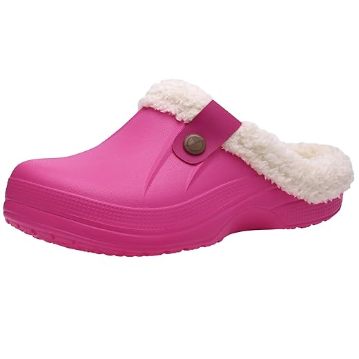Beslip Classic Fur Lined Clogs Waterproof Winter Fuzzy Slippers for Women Men Indoor and Outdoor