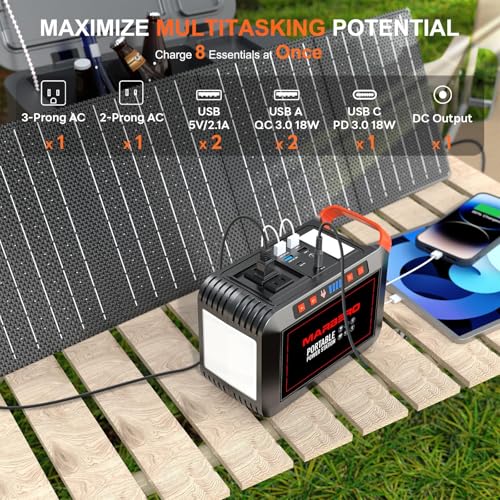 MARBERO 148Wh Solar Generator with Solar Panel Included Portable Power Station 200W with Foldable Solar Panel 40W Set for Camping Outdoor Hiking Fishing Emergency - Image 4