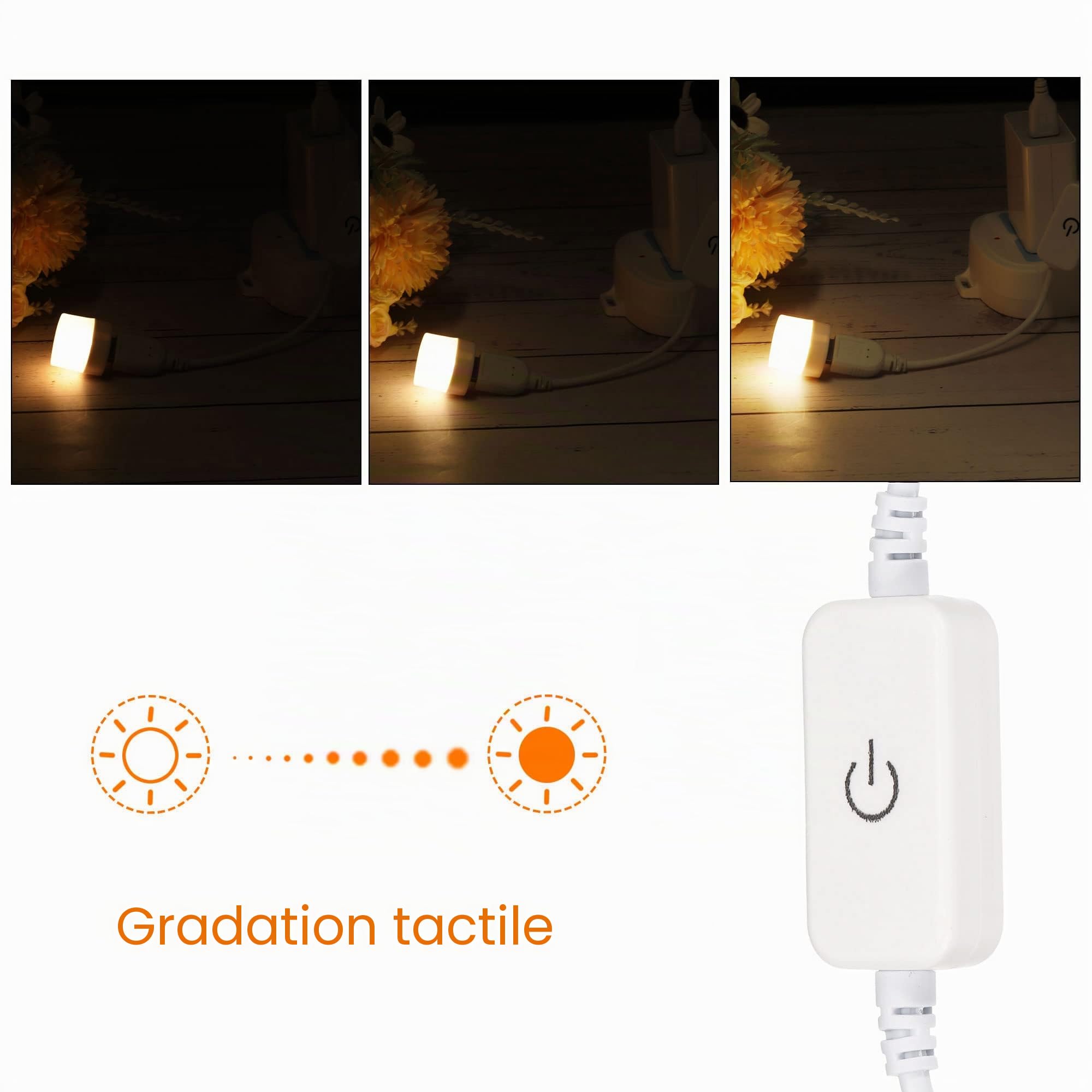 sourcing map LED Tactile En Ligne Gradateur 5V 3A USB Cordon Tactile Commutateur Contrôleur pour Simple Couleur Émettant Diode Bande luminaire, Blanc