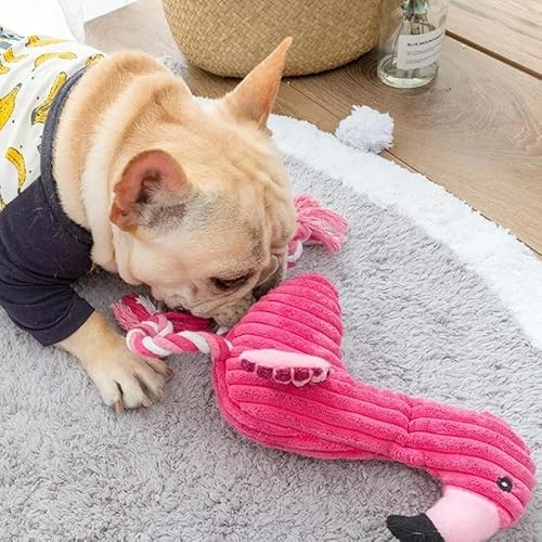 Bichinhos De Pelúcia E Corda Pet Para Cães E Gato Desenho Flamingo Rosa