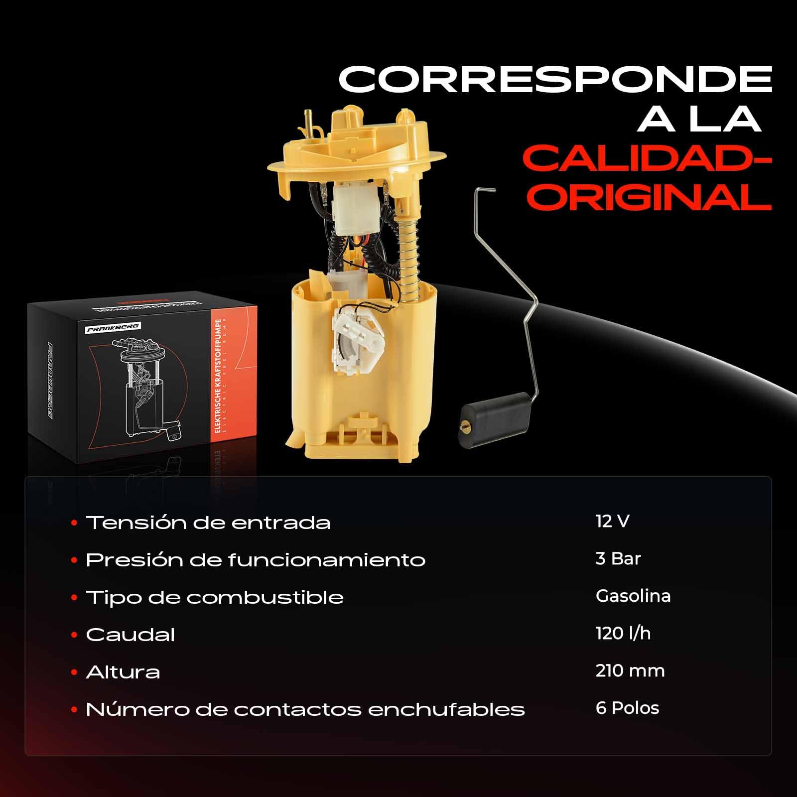 Frankberg Bomba de combustible diésel/gasolina 9639314580 | sin sensor de presión 6 pines; Compatible con: Xsara Picasso N68, Partner Box/MPV 5G, Socio Combispace 5 G