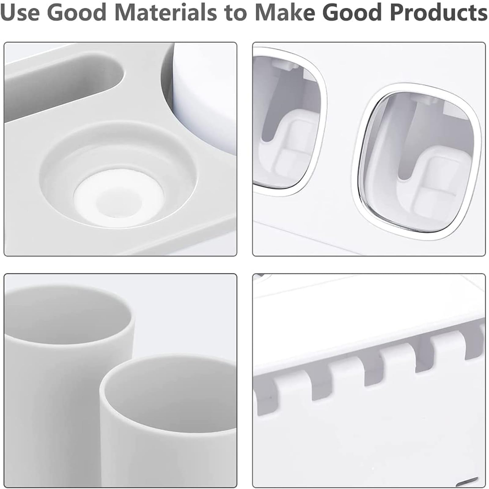 Soporte para Cepillo de Dientes, Montaje en Pared para baño con dispensador de Pasta de Dientes, exprimidor de Pasta de Dientes eléctrico automático de 4 Tazas,Blue