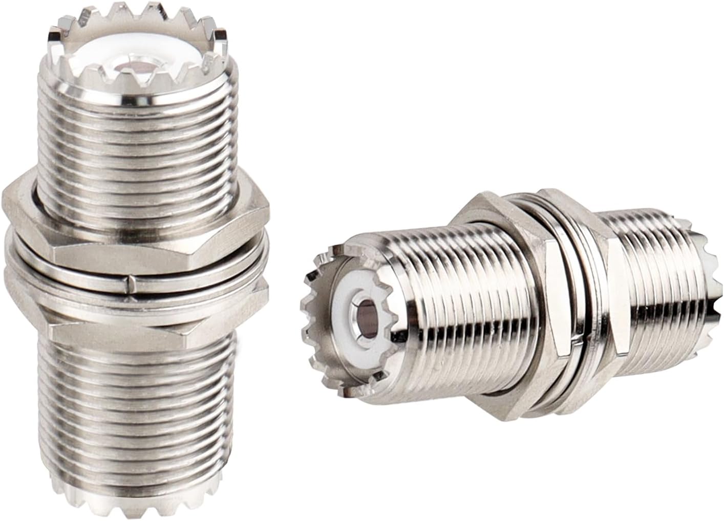 XRDS -RF 2pcs PL-259 Bulkhead Connector 50Ω Impendence UHF Female to UHF Female Adapter SO239 Nut Bulkhead Panel Mount CB Radio Adapter