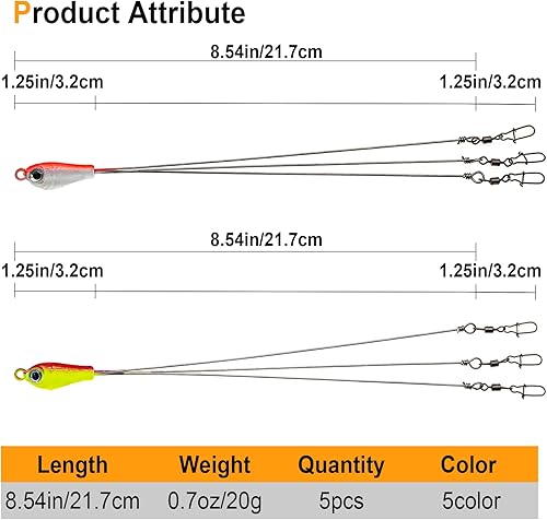 Miniatura 2 de Ghanneey Aparejos de paraguas de Alabama de 5 brazos, señuelos de pesca, señuelos de lubina, kit de cebo de hoja de sauce para trucha de agua dulce,