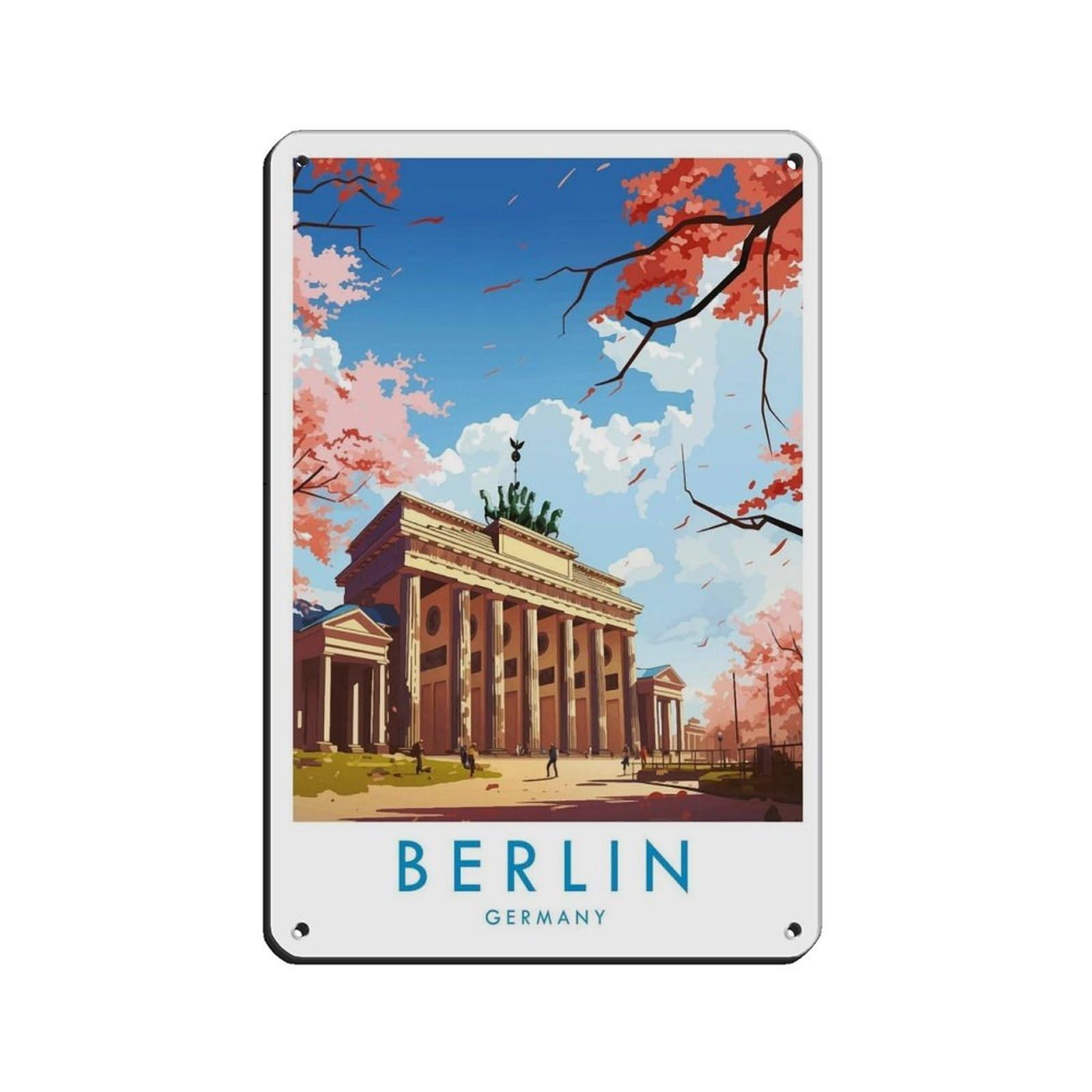 Berlin Travel Poster, Germany（26） Retro Poster Metal Tin Sign Chic Art Retro Iron Painting Bar People Cave Cafe Family Garage Poster Wall Decoration 8x12inch(20x30cm)