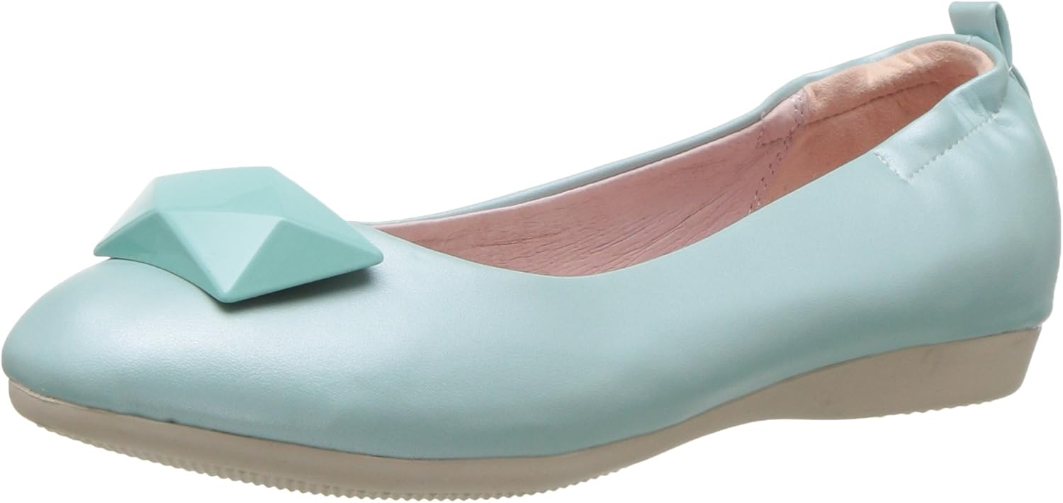 Pin Up Couture Women's Olive-08 Ballet Flat, aqua faux leather, 7 M US