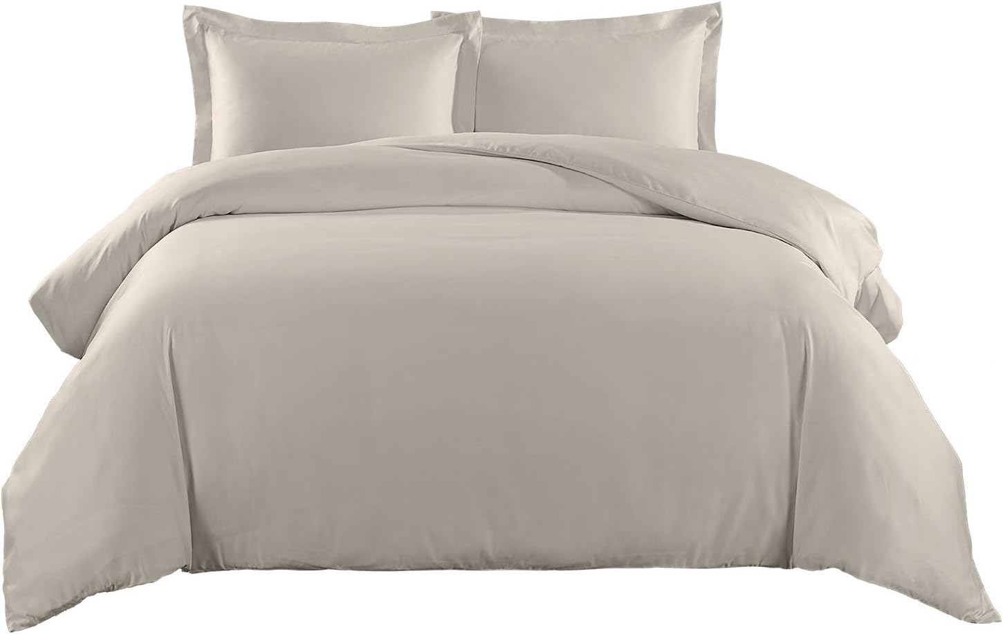 Royal Tradition Solid 650 Thread Count Cotton Blend Full/Queen Duvet Cover Set (Linen) Includes: 1-Duvet/Comforter Cover and 2-Pillow Shams