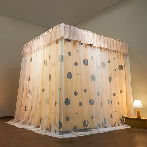 Toldo de cama de 4 postes de esquina de princesa y bonita mosquitera para cama de niñas, dormitorio de adultos, habitaciones de niños red de cortina