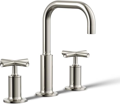 Miniatura 102 de Kohler K-14410-4-BGD Purist - Grifo para lavabo de baño con manijas de palanca baja y boquilla baja, 14406-4-BL Negro mate,Oro rosa vibrante.,Bronce