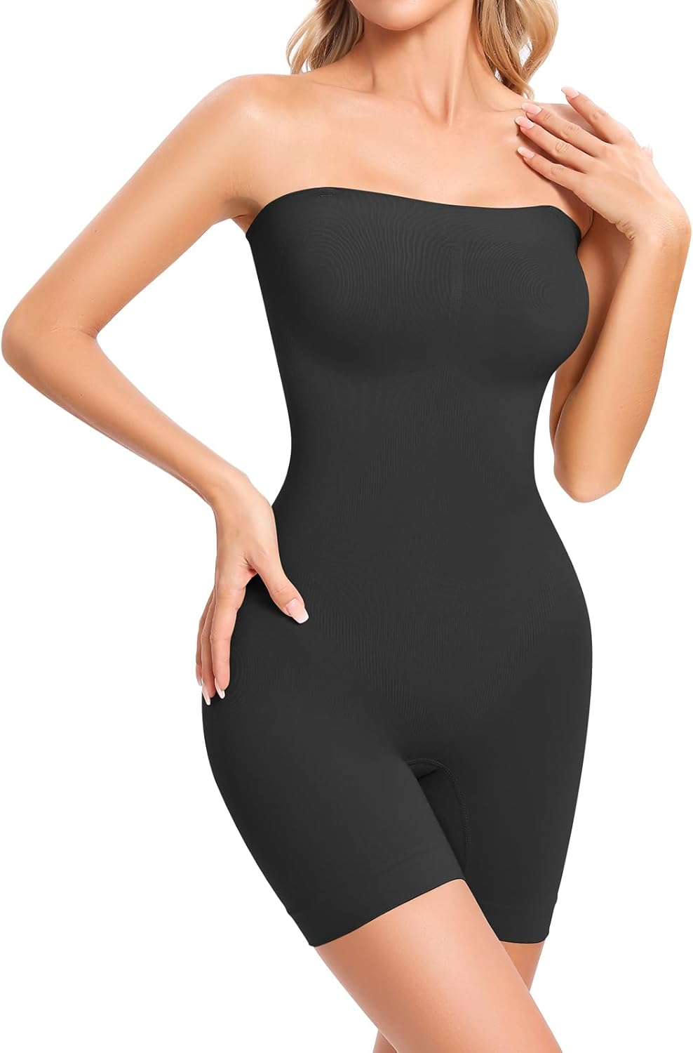 fortix Strapless Shapewear Bodysuit for Women Tummy Control Full Body Shaper Snacthed Bodysuit Seamless Under Dresses