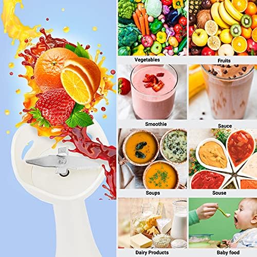 Geepas 200W Hand Blender - Food Collection Hand Blender, Soup Mixer with Stainless Steel Blades - Ideal for Smoothies Shakes Baby Food Soup Grinding Ingredients Vegetables & Fruits - 2 Year Warranty