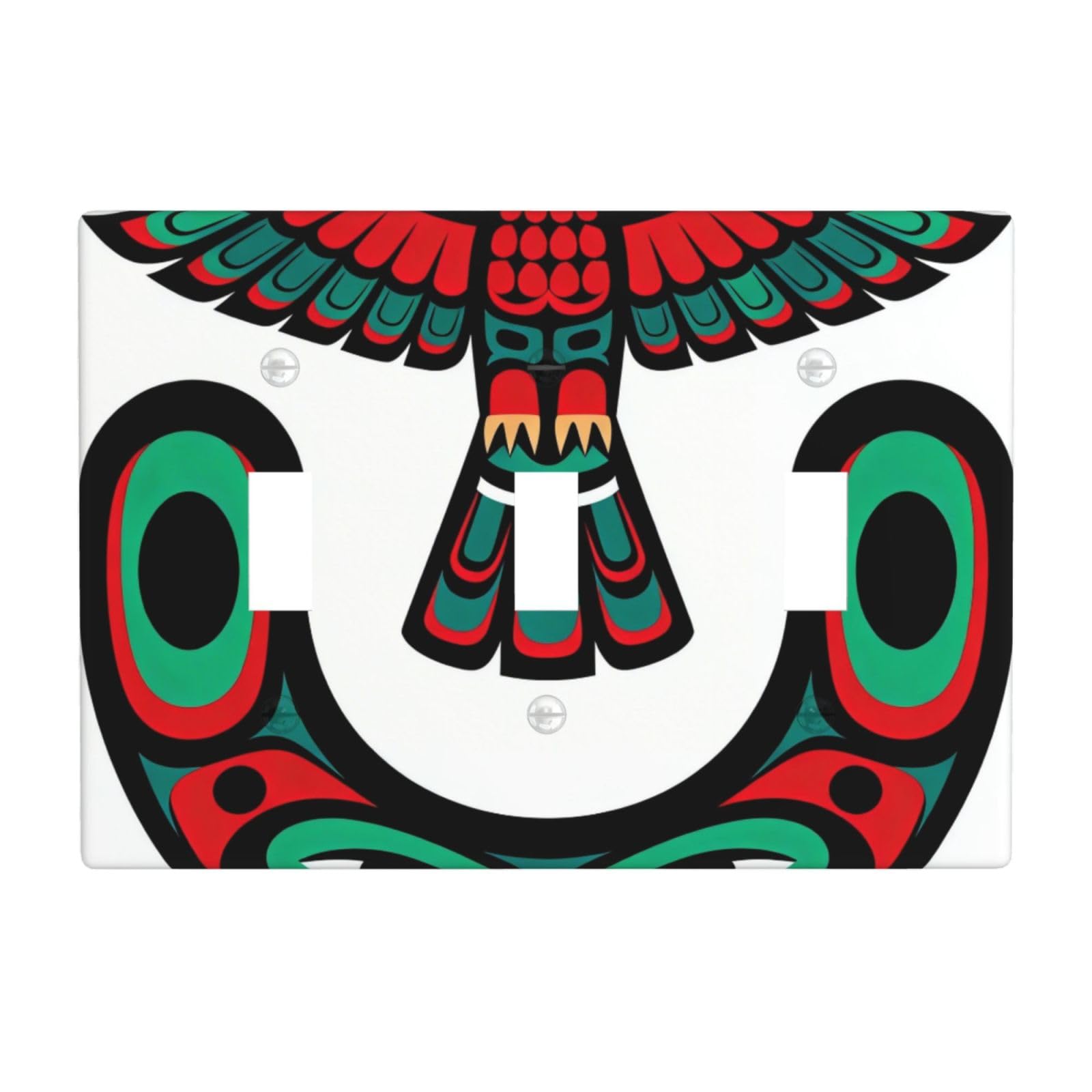 Thunderbird Totem 3 Gang Switch Plate Cover-Unbreakable Polycarbonate Wall Plate, Heat Resistant Toggle Switch Decor for Home