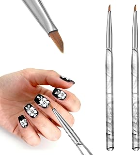 2PCS Triangular Pyramid Nail Brush for Flower, Thin Nail Art Brush, 3D Nails Art Brushes for Acrylic Gel Polish, Flower Petal Butterfly Design Painting Tool, Resin Handle for DIY Salon Nails Supplies