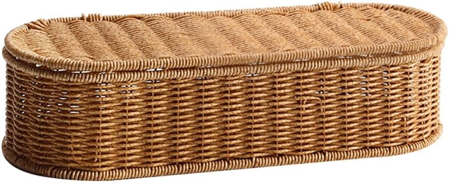 Plastic Vine Weaving Oval Storage Box Light Luxury Red Wine Gift Box Desktop Small Item Sorting Basket(E,Small)