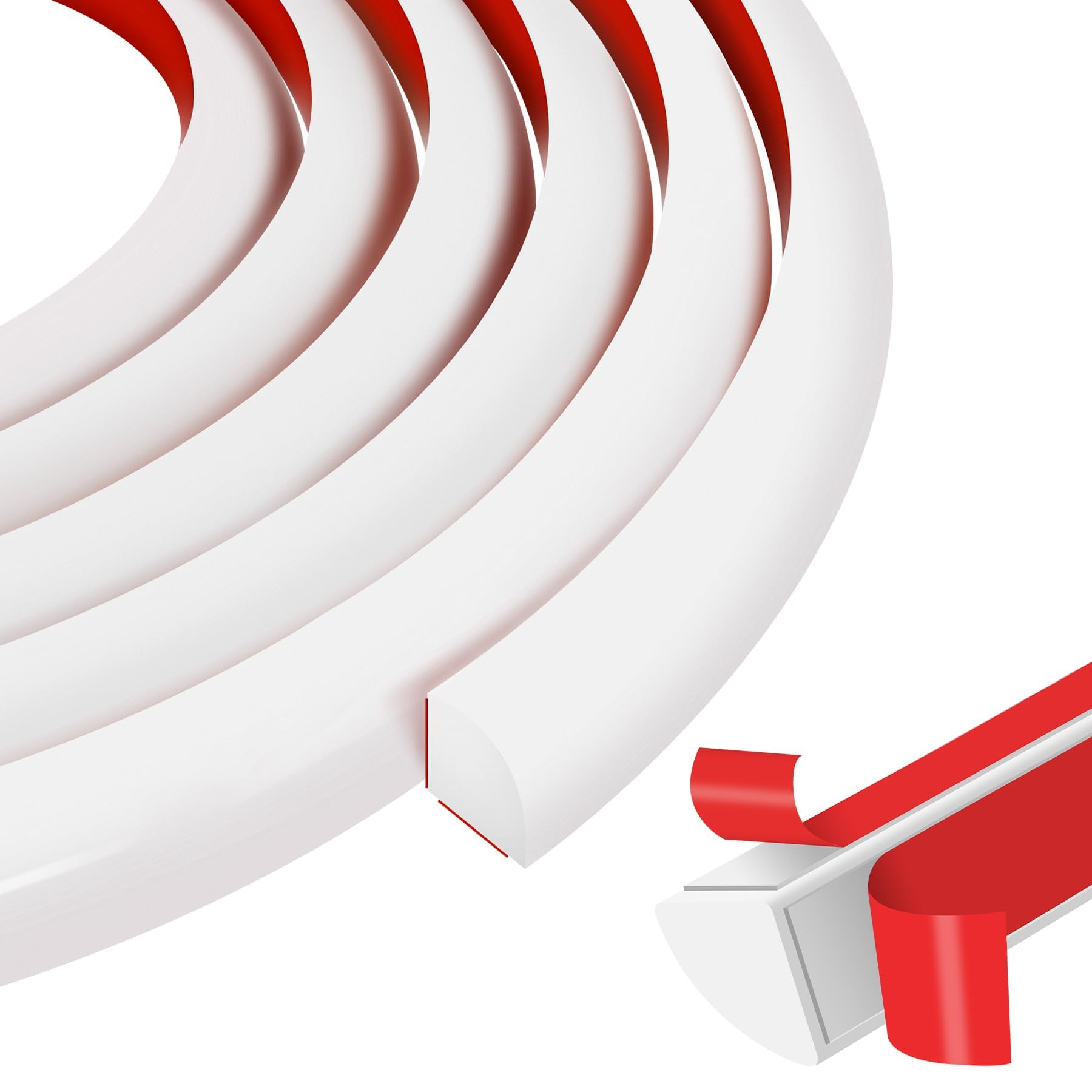 MYFAMIREA Flexible Quarter Round Molding 240 Inch Peel and Stick PVC Trim