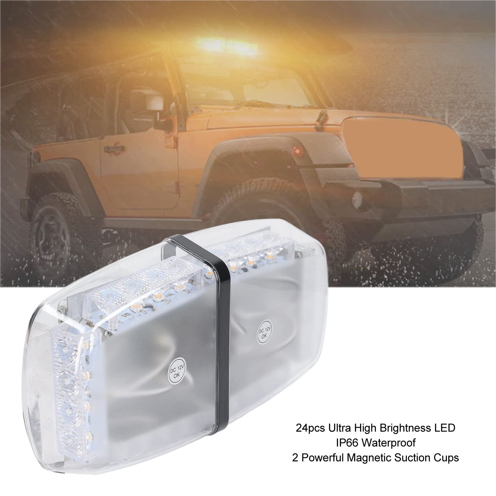 Tyenaza Luz Estroboscópica, Barra De Lámpara De Advertencia Intermitente LED De 12 V CC con Base Magnética para Yate De Coche